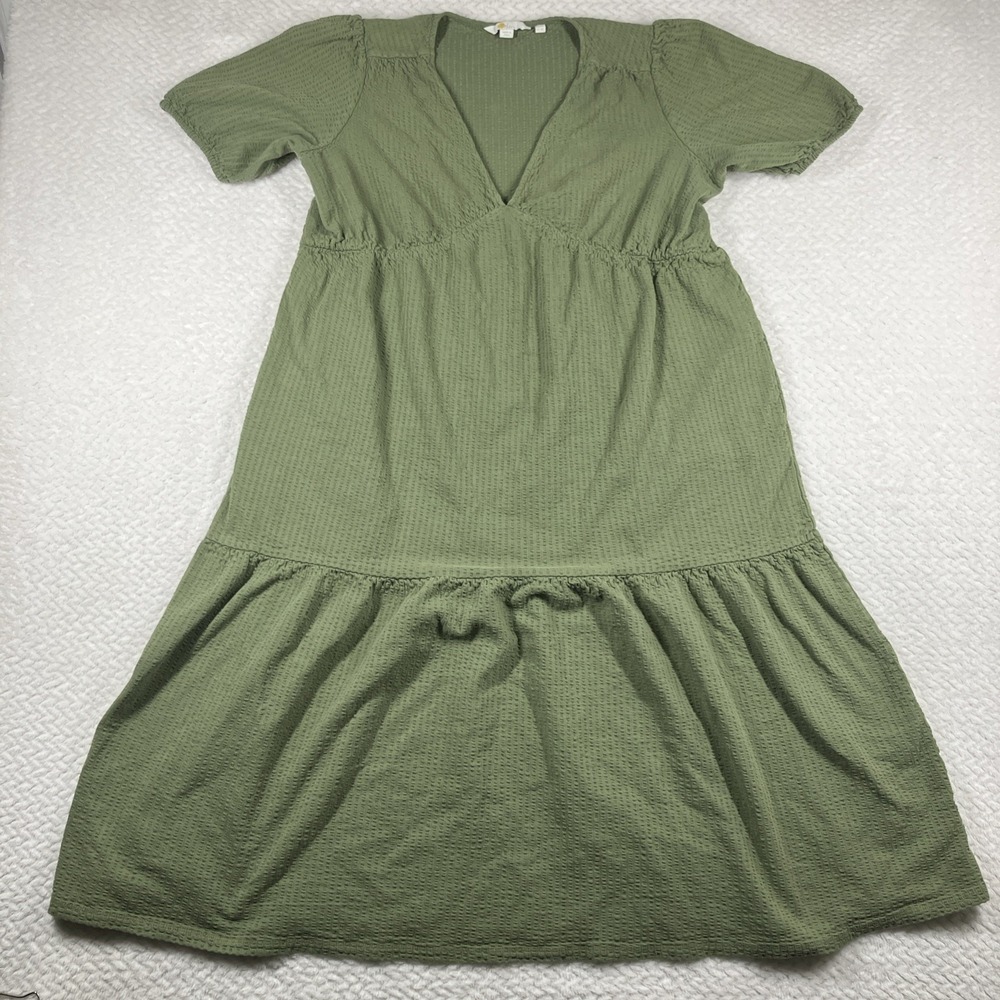 Boden Tiered Dress US‎ 10 Green Tiered Boho Cottagecore Beach Cotton Midi